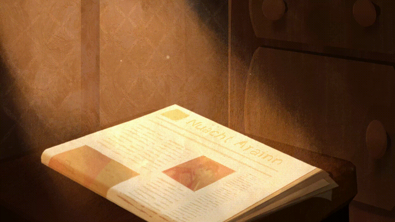 still from graduate animation film - newspaper on table