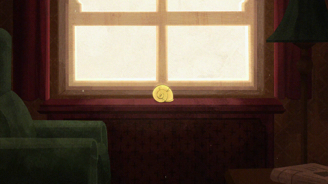 still from graduate animation film - shell on windowsill