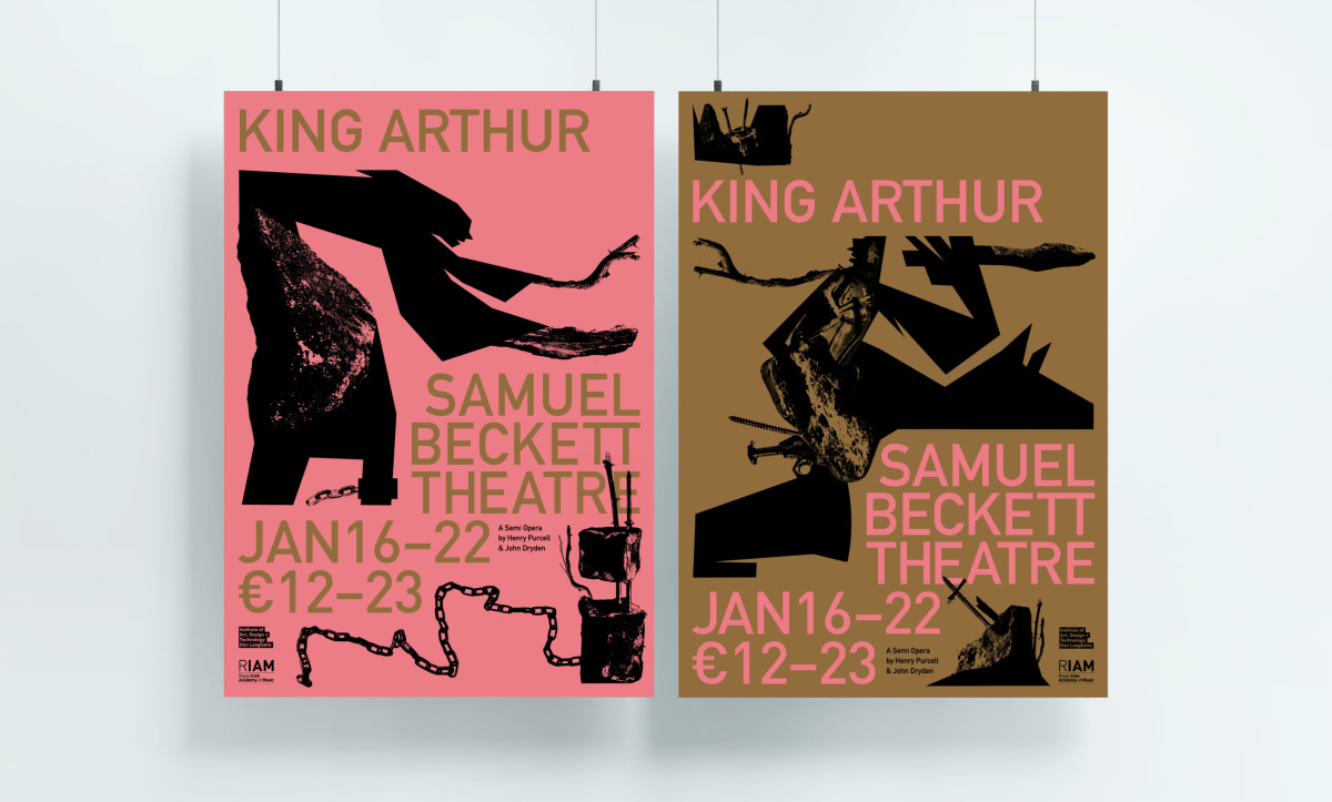 two variants of a poster for king arthur opera by RIAM