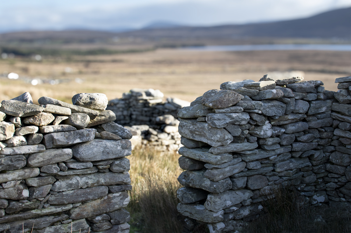 Doorway to stone ruin in Achill island