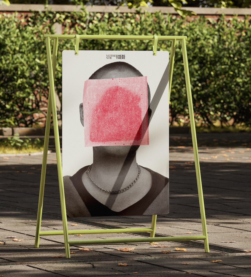 Sandwich board mockup with branding applied