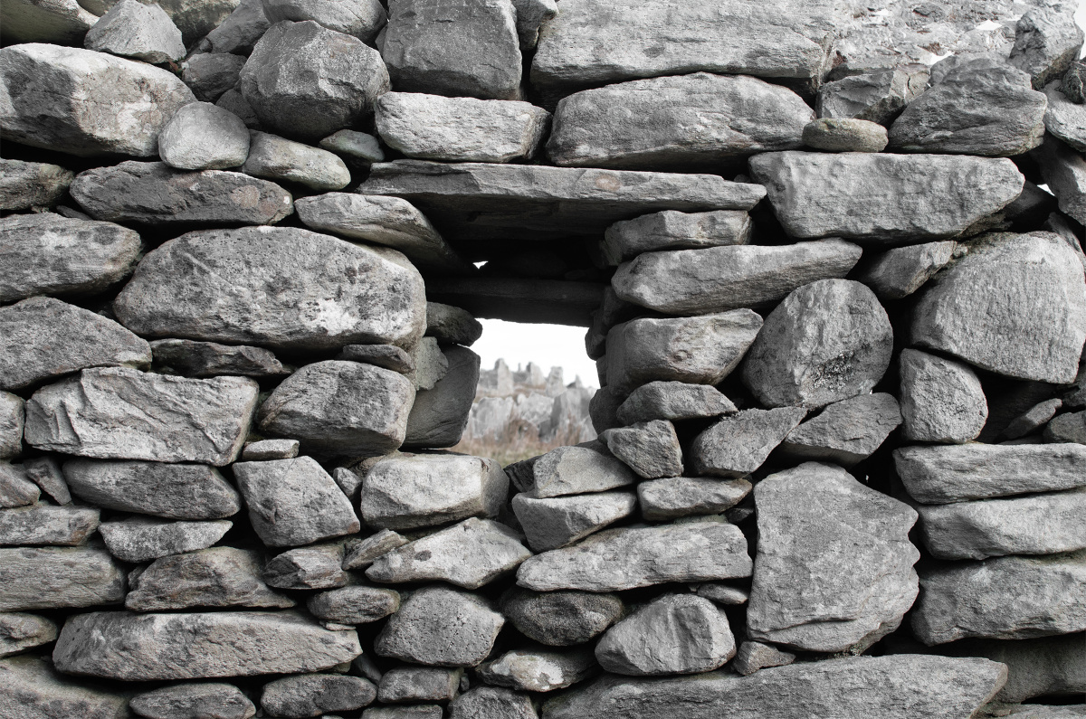 Window in stone ruin in Achill island